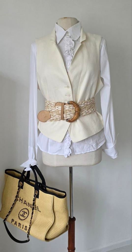 Purdey Sey linnen gilet off white 44, Verzenden, Wit, Maat 42/44 (L), Zo goed als nieuw