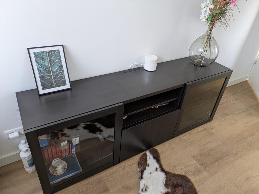 Dressoir zwart tv meubel, Ophalen, Zo goed als nieuw, 25 tot 50 cm, 150 tot 200 cm