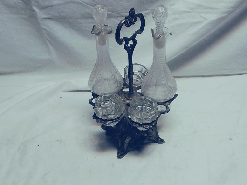 Antieke peper, zout, olie en azijn set, Ophalen of Verzenden