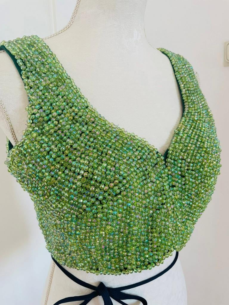 Bollywood Kristalen blouse, Maat 38/40 (M), Nieuw, Zonder mouw, Verzenden