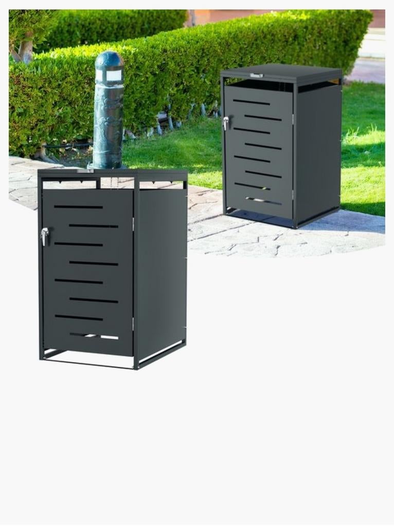 Nieuwe Afvalcontainer Ombouw RVS 240L Kliko (Antracietgrijs), Ophalen, Nieuw, Metaal, Containerberging