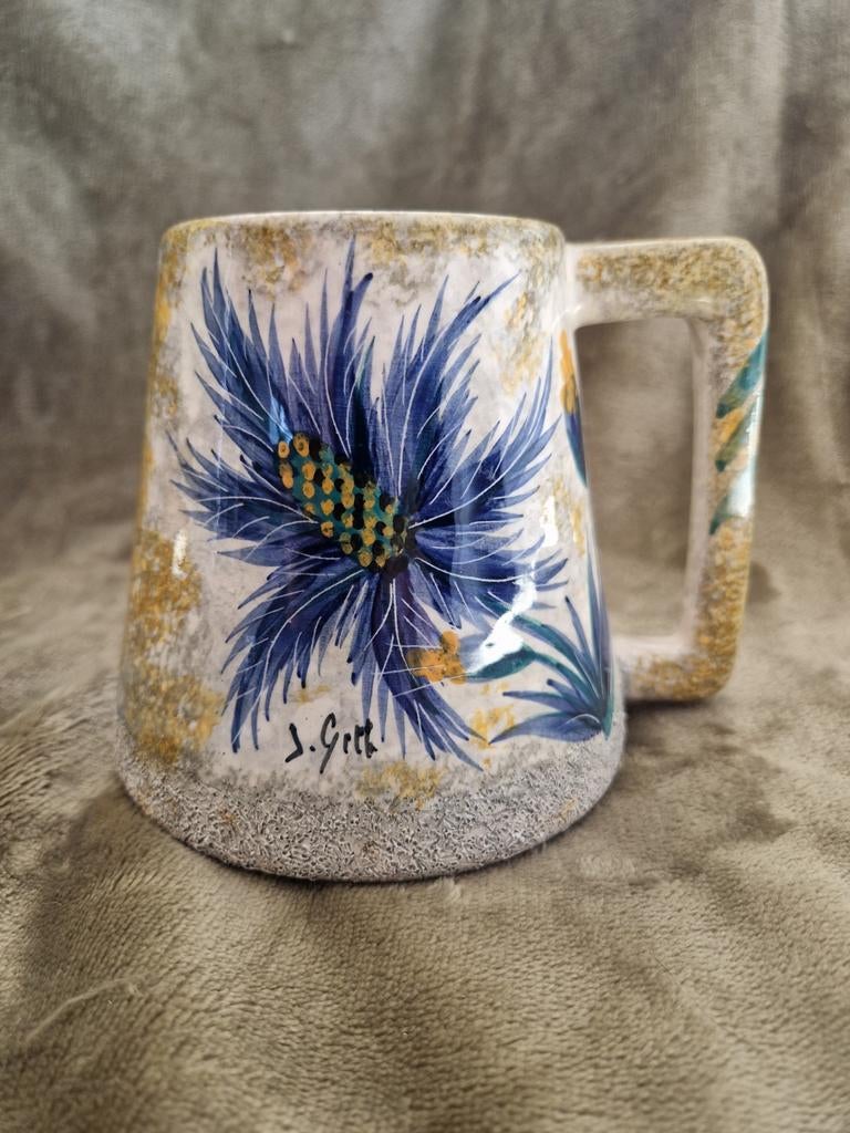 Vintage Keramische Mok/Kan met Korenbloem - Jaren '60, Ophalen of Verzenden