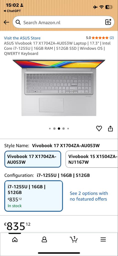 Asus Vivobook 17 X1704ZA i7-1255U 16GB RAM 512GB SSD, Qwerty, Verzenden, SSD, 17 inch of meer