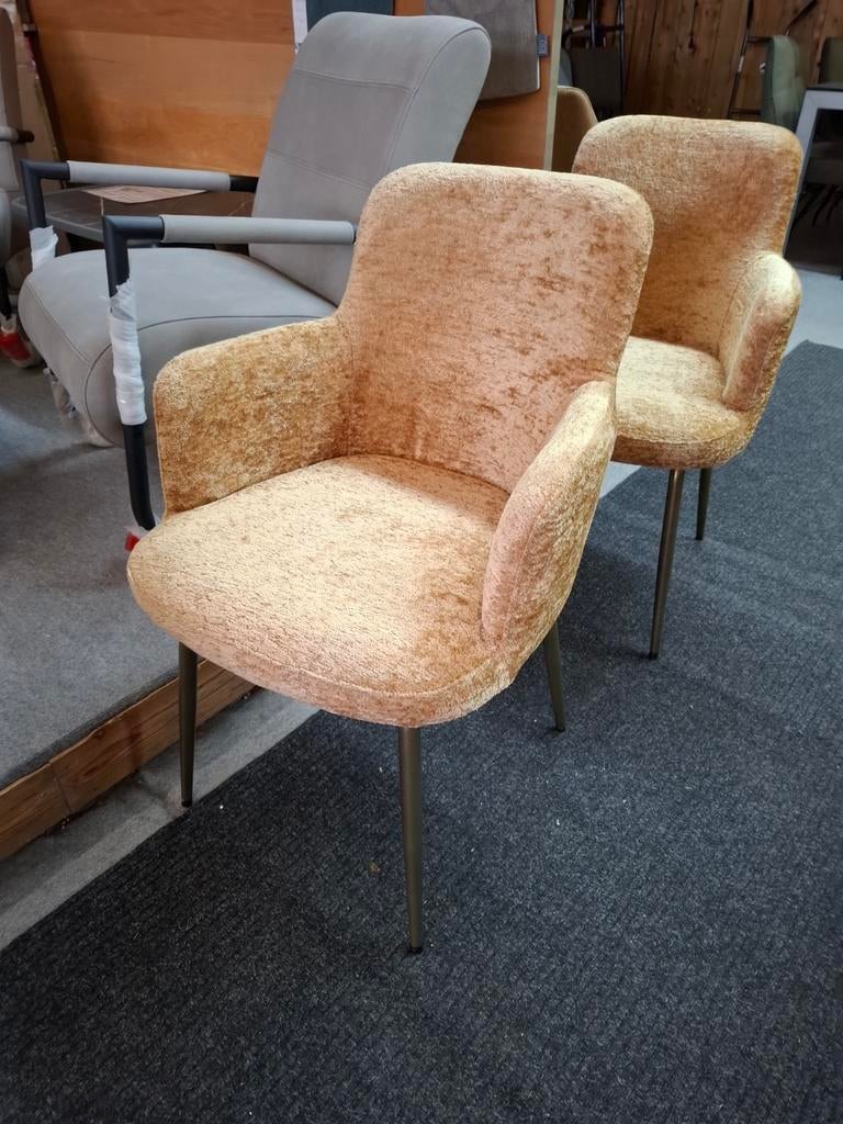 6 Nieuwe Armleuning stoelen, Oker, Coco-Maison, frame goud, Ophalen, Overige kleuren, Nieuw, Stof