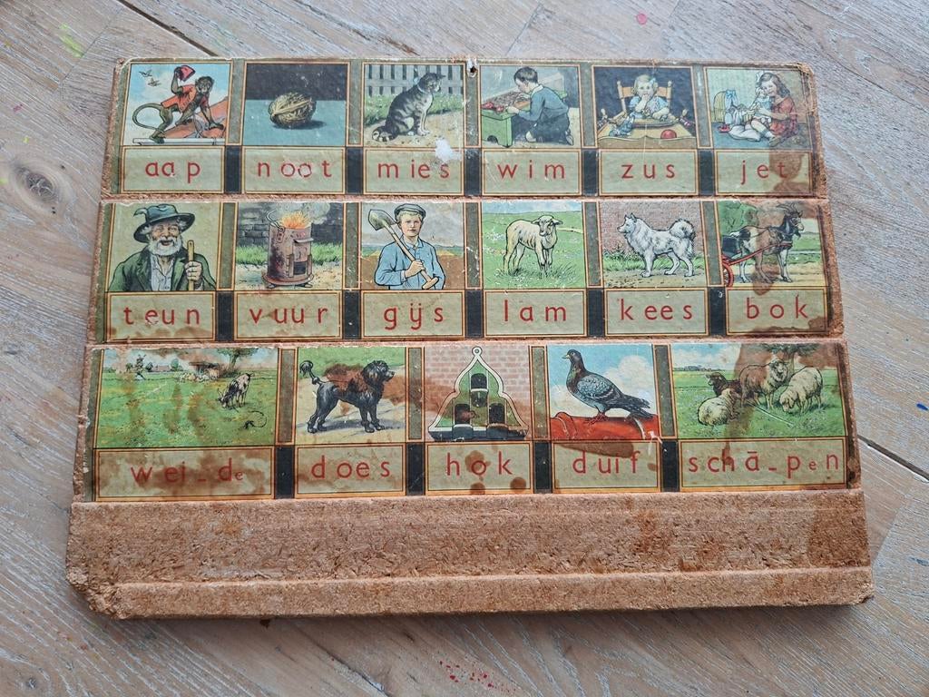 Origineel aap noot mies leesplankje J.B Wolters, Antiek en Kunst, Antiek | Schoolplaten, Ophalen of Verzenden, Overige thema's