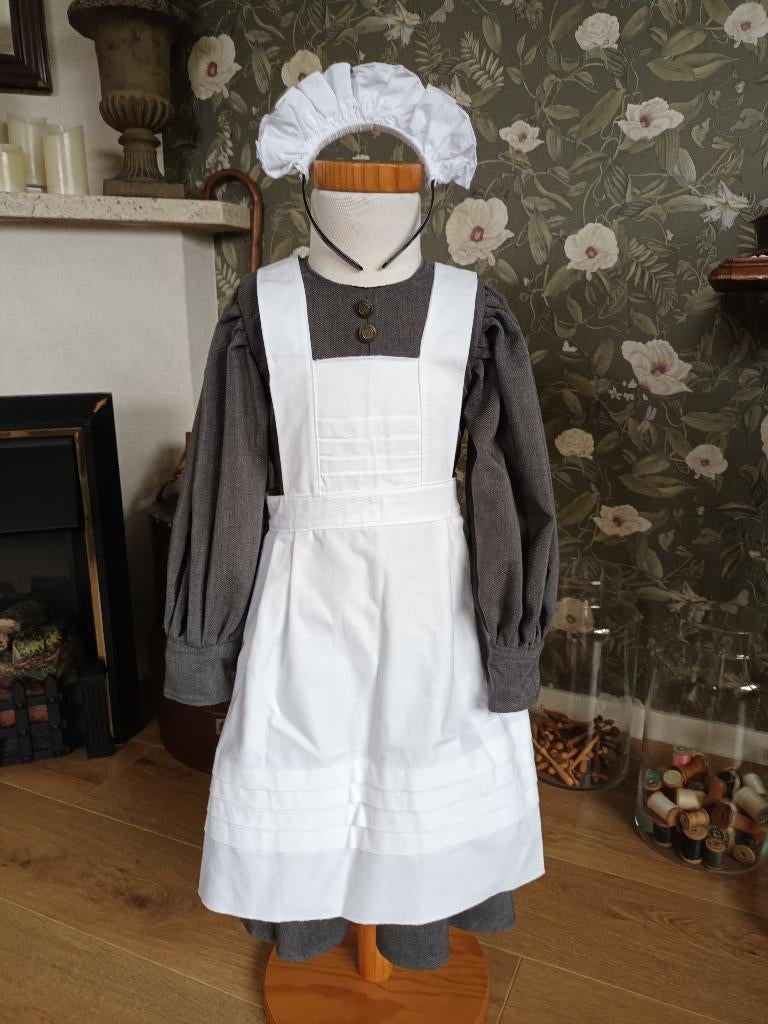 bediende kostum nieuw maat 86 kids grijs wit schort, Ophalen of Verzenden, Nieuw, 104 of kleiner, Meisje