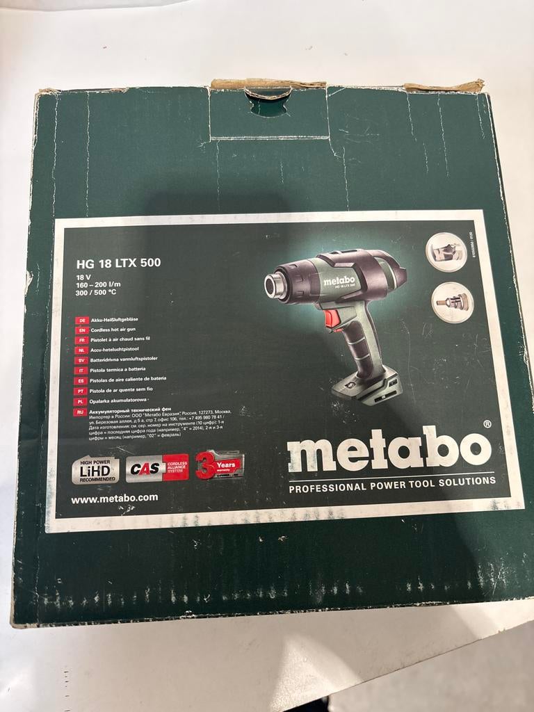 Metabo HG 18 LTX 500 Accu-heteluchtpistool 18V (Zonder accu), Ophalen of Verzenden, Nieuw