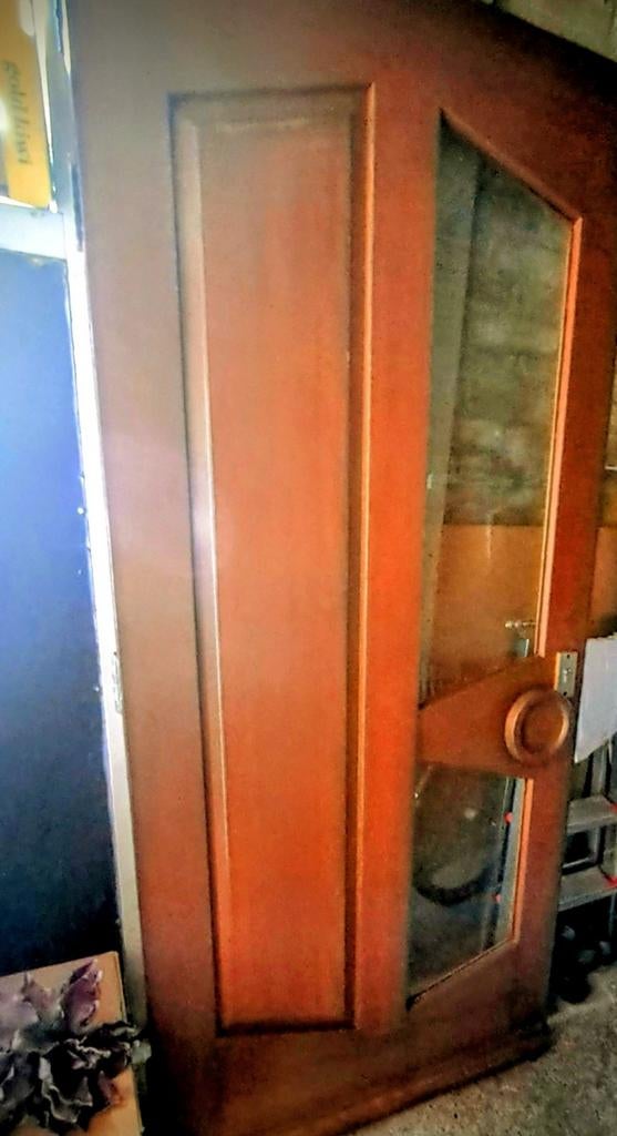 NORHTGO Hardhouten Voordeur 202x92.7cm met 3-puntssluiting, Ophalen, Gebruikt, 80 tot 100 cm, Buitendeur