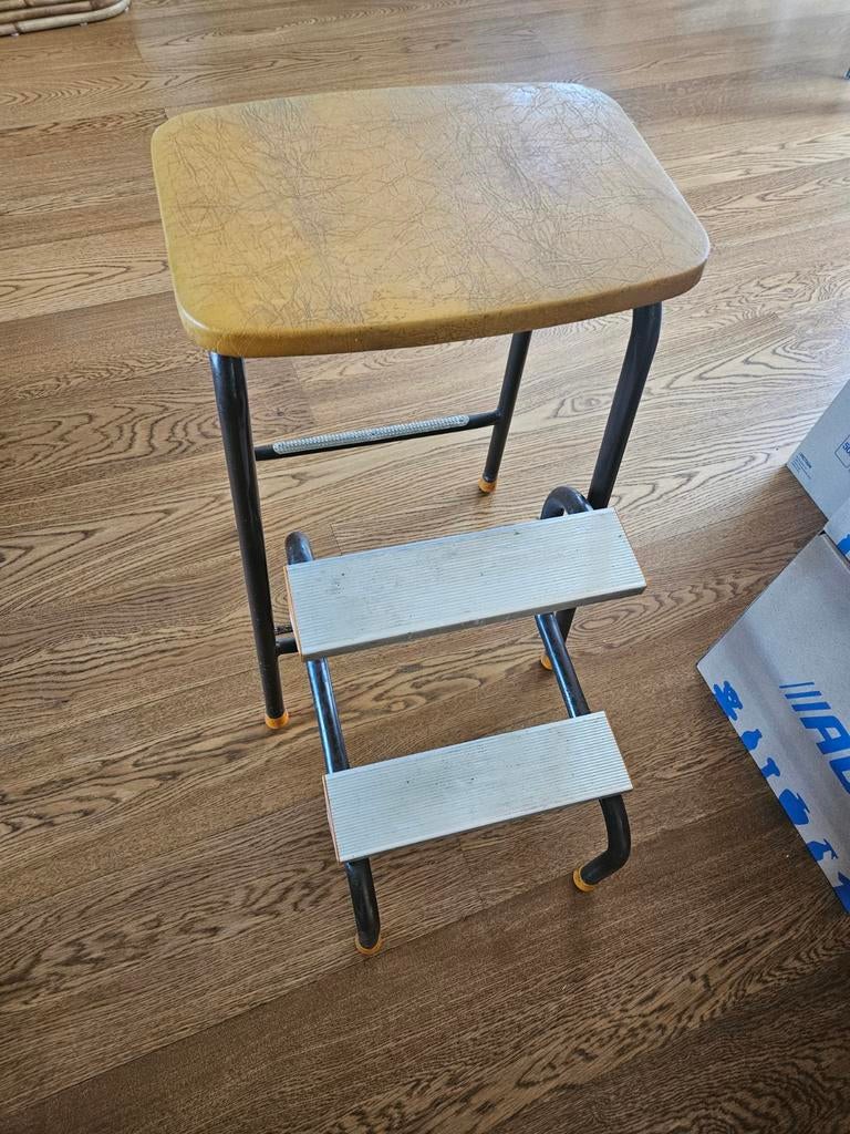 Vintage Brabantia keukentrapje, Huis en Inrichting, Ophalen, Gebruikt, Bruin, Metaal