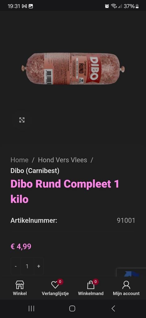 Dibo rund 1 kg vers vlees kvv actie !!, Dieren en Toebehoren, Dierenvoeding, Ophalen, Hond