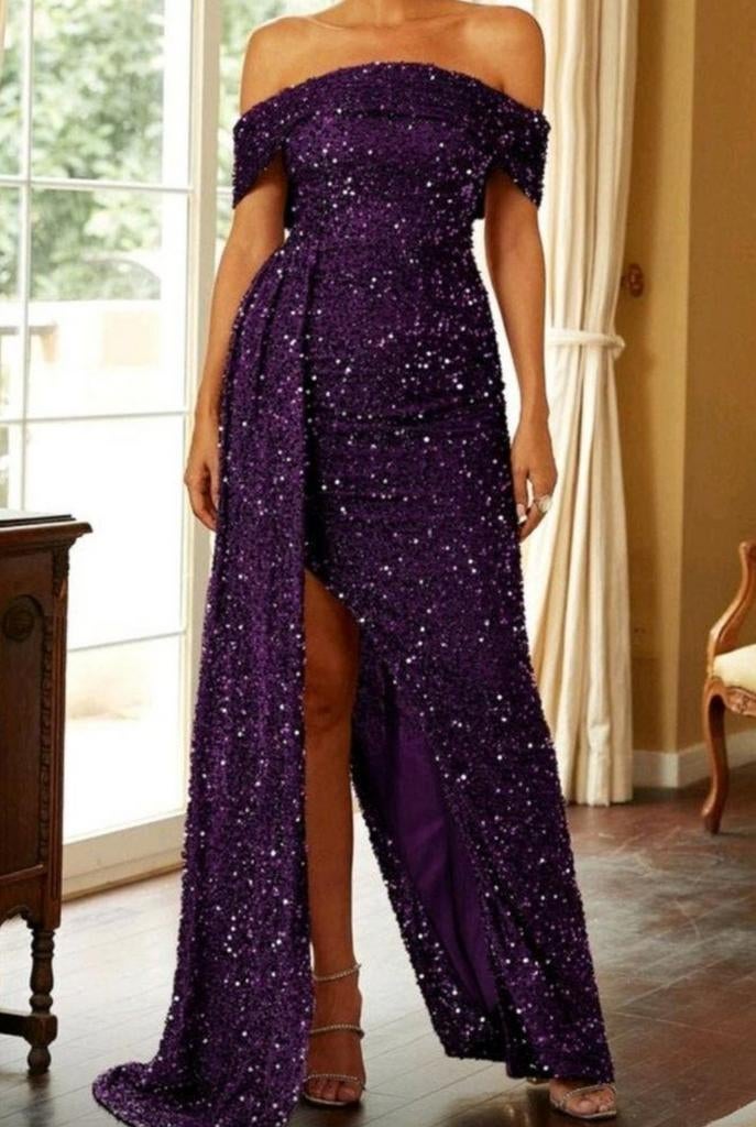 Shein elegante avondjurk, Kleding | Dames, Gelegenheidskleding, Galajurk, Verzenden, Paars, Zo goed als nieuw