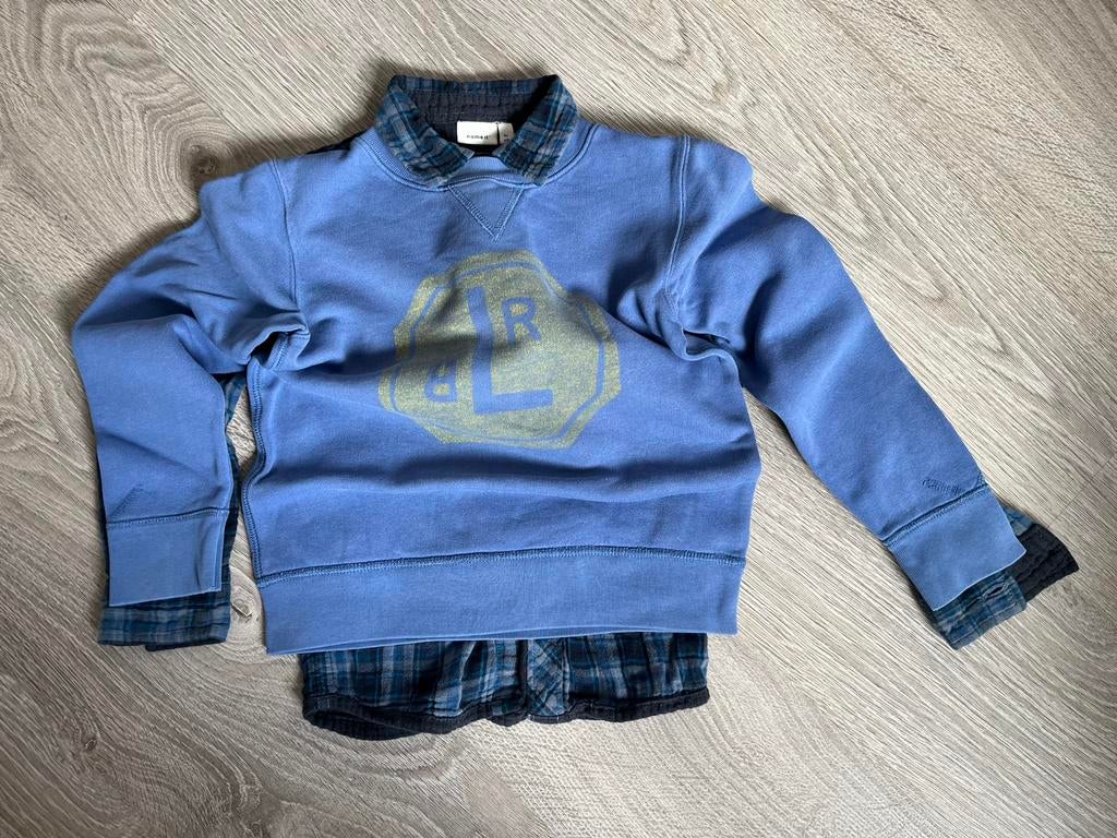 Set trui Bellerose/ blouse Name-it mt 110/116, Ophalen of Verzenden, Zo goed als nieuw, Jongen, Trui of Vest