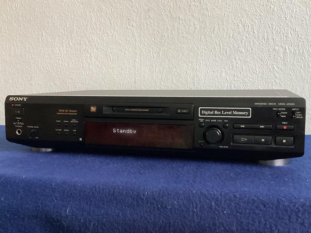 SONY minidisc deck- MDS-JE520 + AB + 10 minidiscs, Ophalen of Verzenden, Minidisc-speler