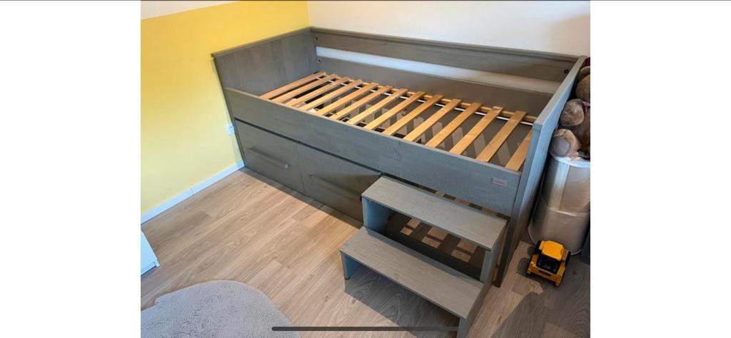 Coming Kids Kajuitbed Zanzi - Massief Hout met Lades, 85 tot 100 cm, Ophalen of Verzenden, Zo goed als nieuw, Lattenbodem