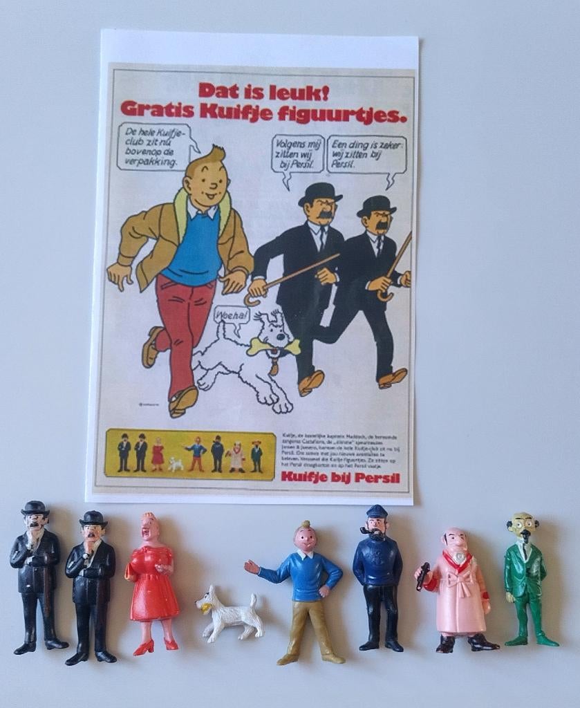 Kuifje vintage Persil setje 1973, Ophalen of Verzenden, Kuifje, Zo goed als nieuw, Beeldje of Figuurtje