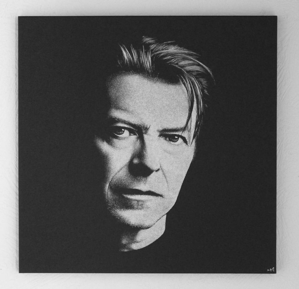 David Bowie Schilderij op een metalen plaat... Gravure, Ophalen of Verzenden