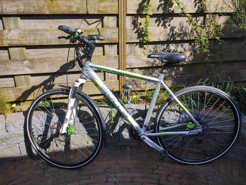 BULLS sportfiets, zilver met groene accenten maat 54, Fietsen en Brommers, Fietsen | Mountainbikes en ATB, 53 tot 57 cm, Ophalen