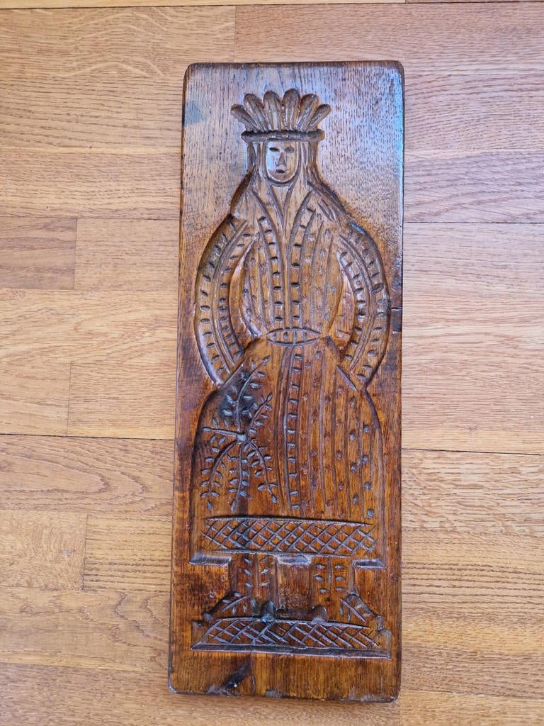 Antieke Speculaasplank met Vrouwenfiguur, Huis en Inrichting, Ophalen of Verzenden