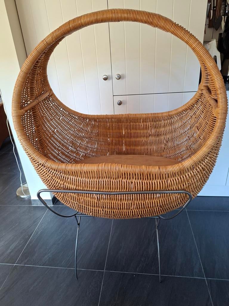 Vintage rieten Celine wieg op stalen frame mid- century, Ophalen of Verzenden, Riet