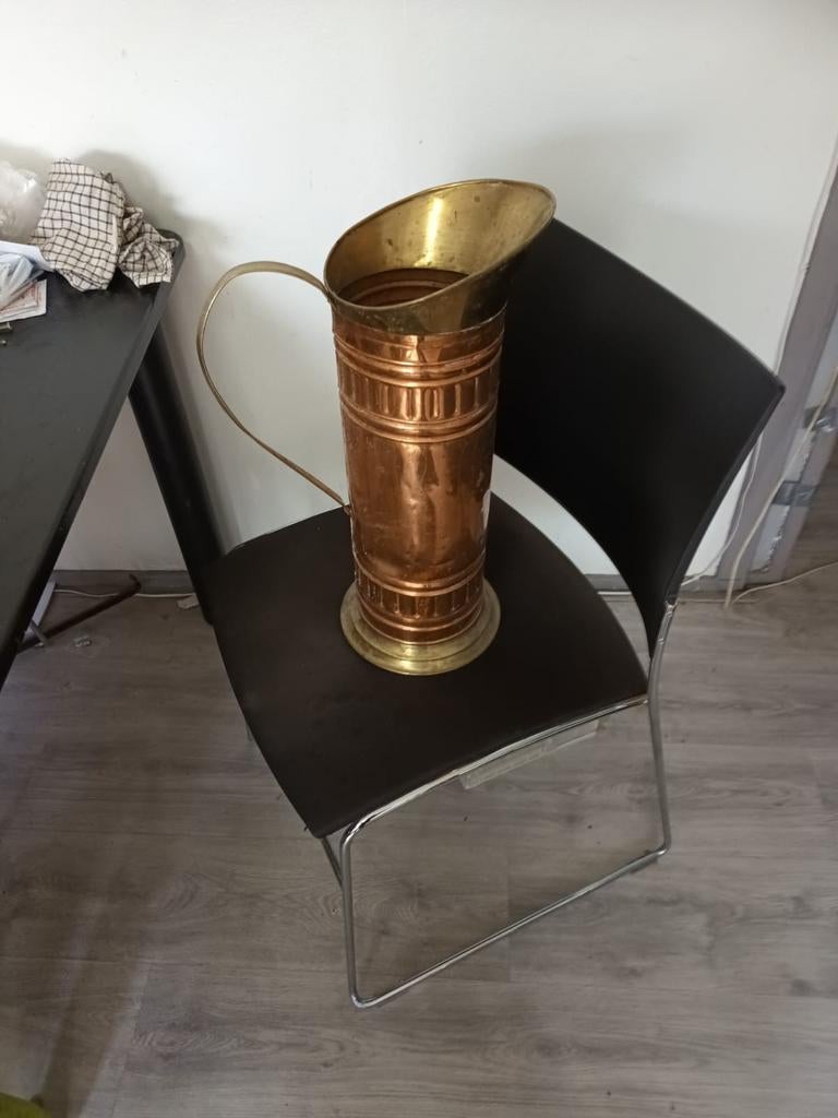 Antieke koperen paraplubak met messing accenten, Ophalen, Koper