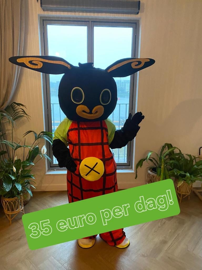 Bing maskotte te huur, Hobby en Vrije tijd, Feestartikelen | Verhuur, Ophalen, Verjaardag