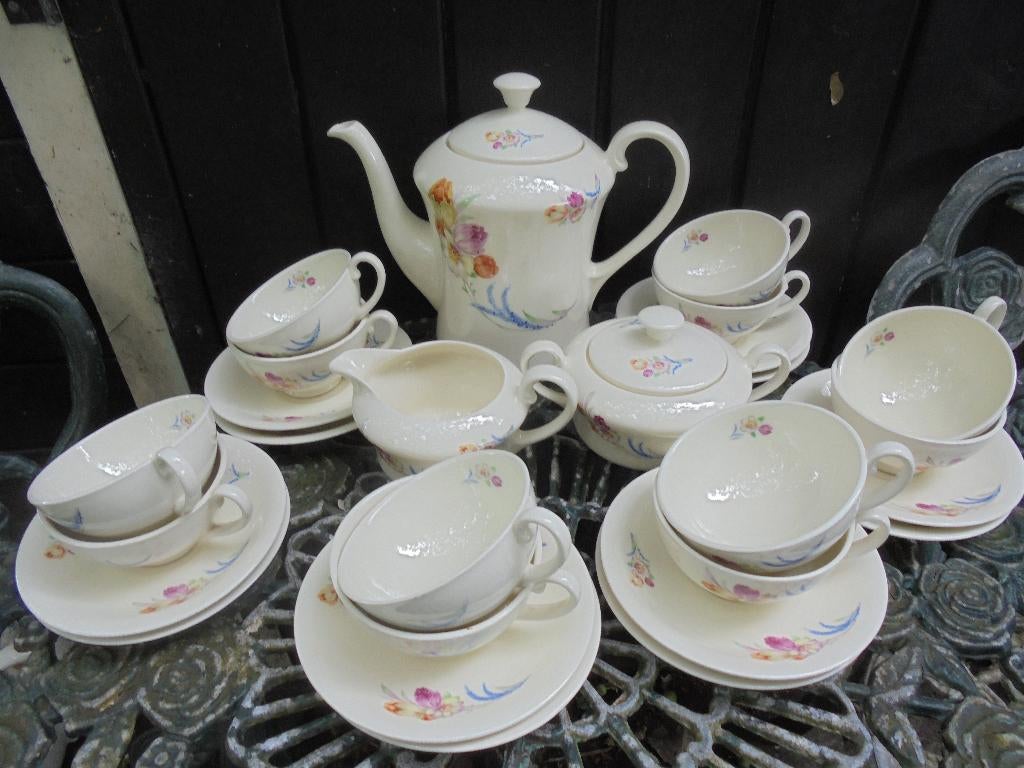 Koffie/Thee servies MOSA met roze en gele tulp, Ophalen of Verzenden