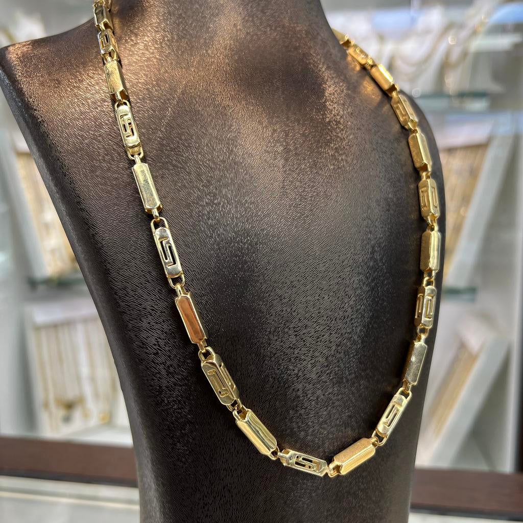 14 karaat gouden ketting monte carlo schakel versace, Sieraden, Tassen en Uiterlijk, Kettingen, Ophalen of Verzenden, Nieuw, Goud