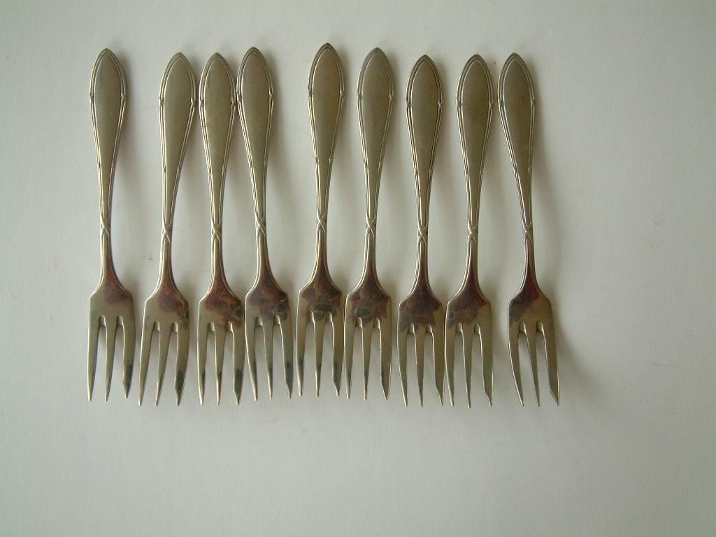 9 prachtige oude taartvorkjes Wellner Alpacca, Antiek en Kunst, Ophalen of Verzenden
