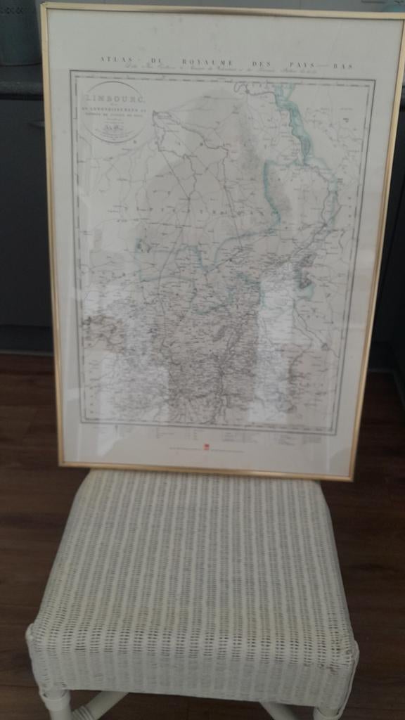 Oude ingelijste kaart van Limburg, Boeken, Atlassen en Landkaarten, Ophalen, F.D. Weickard, 1800 tot 2000, Nederland