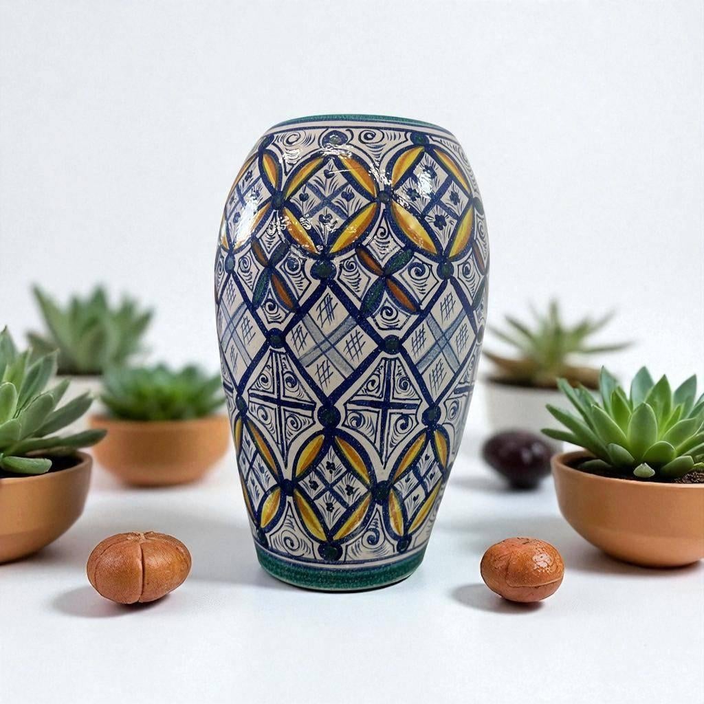 Vintage keramieken vaas in etnische stijl, Ophalen