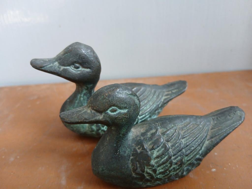 Vintage koperen eendjes, Ophalen of Verzenden, Gebruikt, Beeldje of Figuurtje