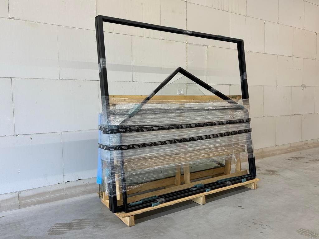Stalen pui, glaswand, zwart gepoedercoat - incl gelaagd glas, Ophalen, De Rooy, Gevelraam of Ruit, De Rooy
