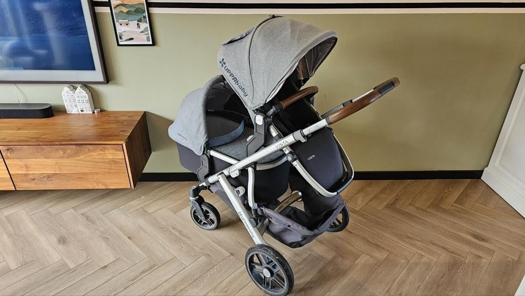 Uppababy Vista kinderwagen/duowagen, Kinderen en Baby's, Kinderwagens en Combinaties, Gebruikt, Combiwagen, Verstelbare duwstang