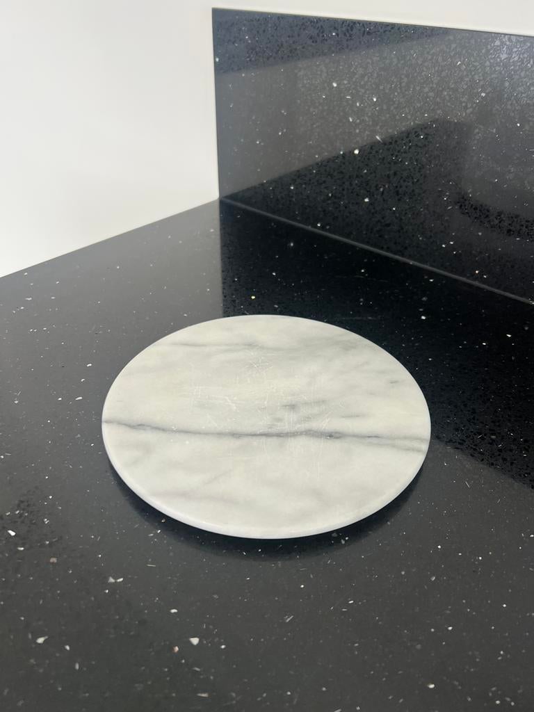 Vintage Marmeren serveerplank / onderzetter - Rond, Huis en Inrichting, Ophalen of Verzenden, Glas of Kopje