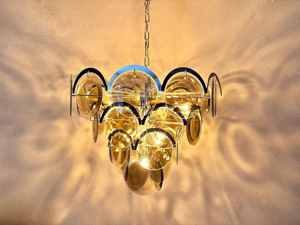 Vintage Murano Vistosi kroonluchter, Huis en Inrichting, Lampen | Hanglampen, Niet ingevuld, Vistosi, Gebruikt, Mid century modern