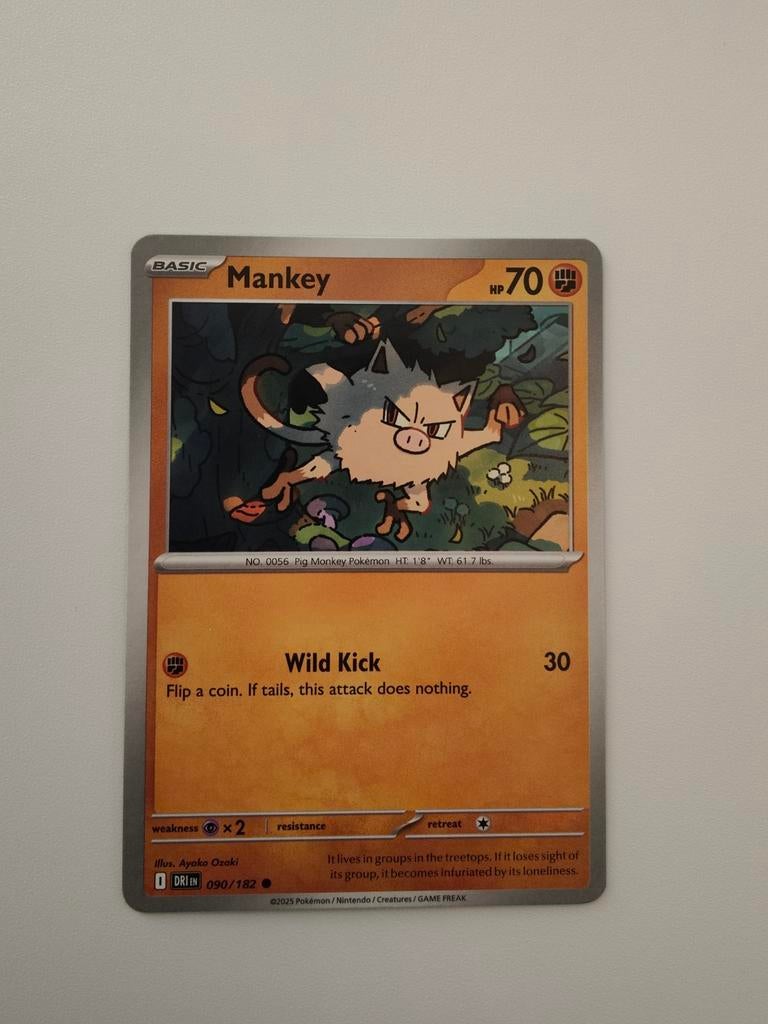 Mankey Pokémon Kaart - Basic - 090/182, Ophalen, Zo goed als nieuw, Losse kaart