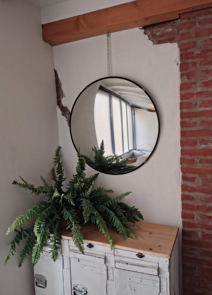 Industriële bolle spiegel Ø76 cm, Ophalen, Rond, Minder dan 50 cm, Minder dan 100 cm