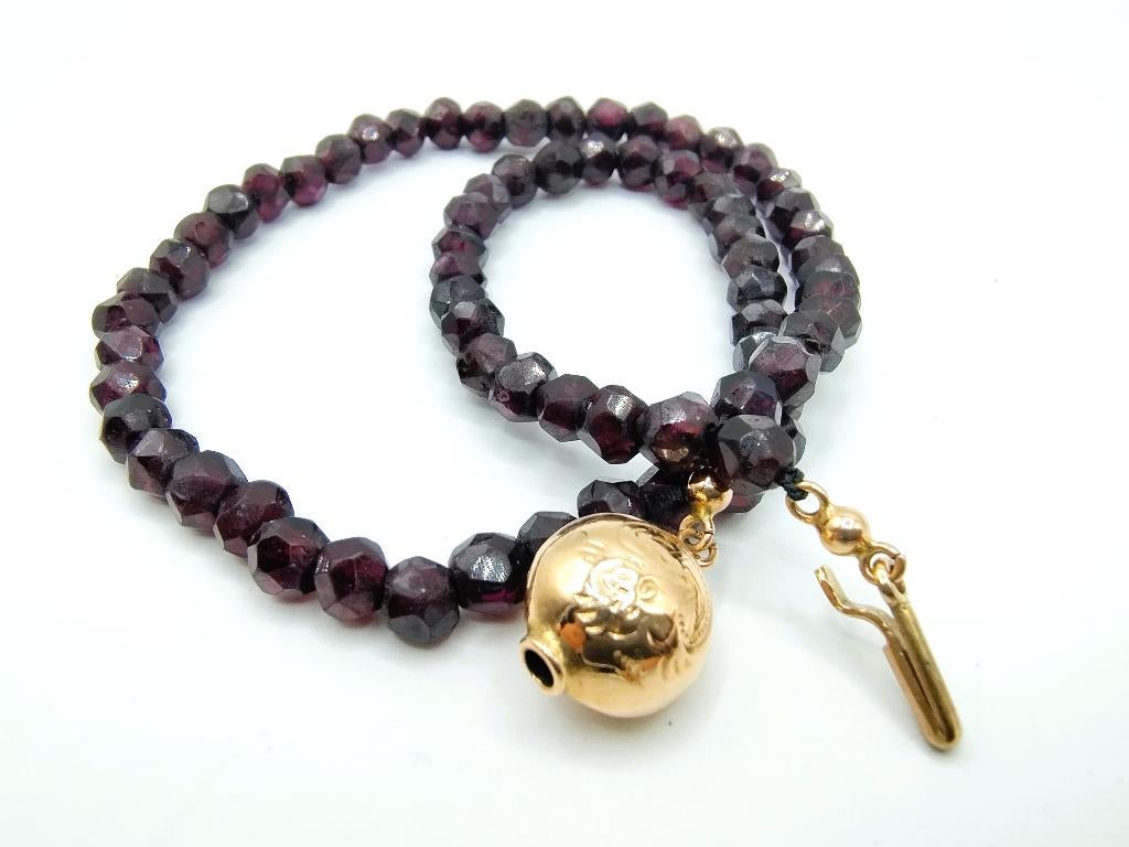 Granaten ketting met gouden slot. 35 cm, Sieraden, Tassen en Uiterlijk, Antieke sieraden, Verzenden, Goud, Ketting