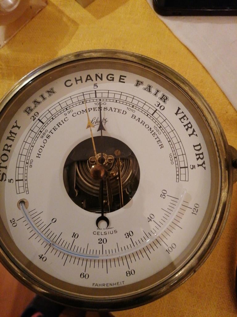 Antieke Schatz Holosteric Barometer & Thermometer, Ophalen of Verzenden, Zo goed als nieuw, Barometer