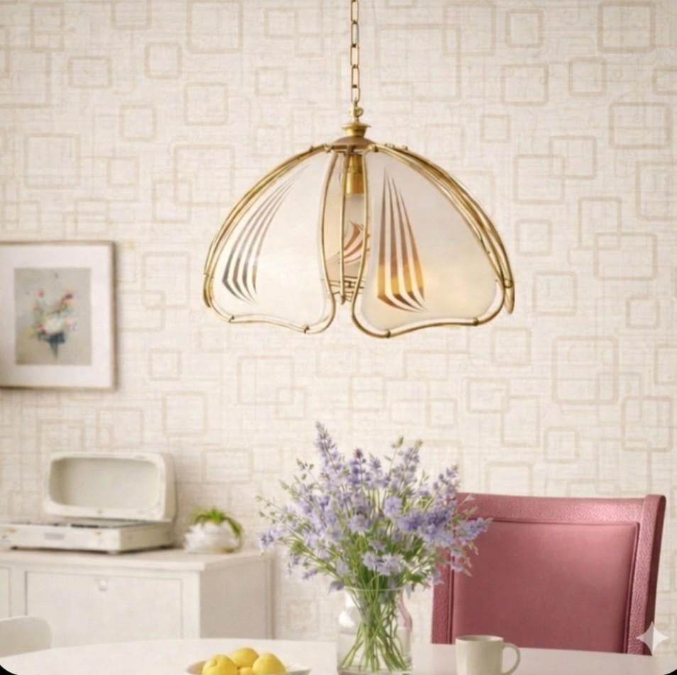 Art Deco Hollywood Regency hanglamp lotus lamp, Ophalen of Verzenden