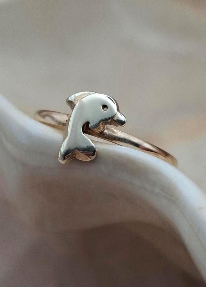 Dolfijn ring 8 karaat goud 8k 15.2 mm incl. verzenden, Verzenden, Dame, Goud, Goud