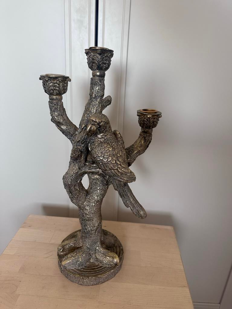 Decoratieve Kandelaar met Vogel - Bronskleurig, Huis en Inrichting, Ophalen of Verzenden