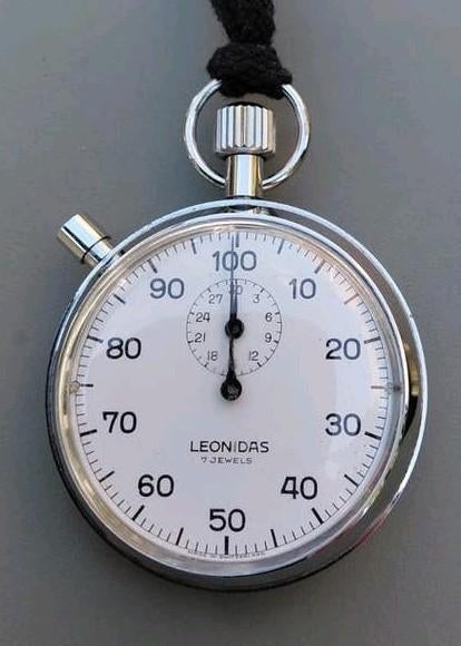 Leonidas 7 jewels stopwatch, Ophalen of Verzenden, Staal, Overige merken, 1960 of later