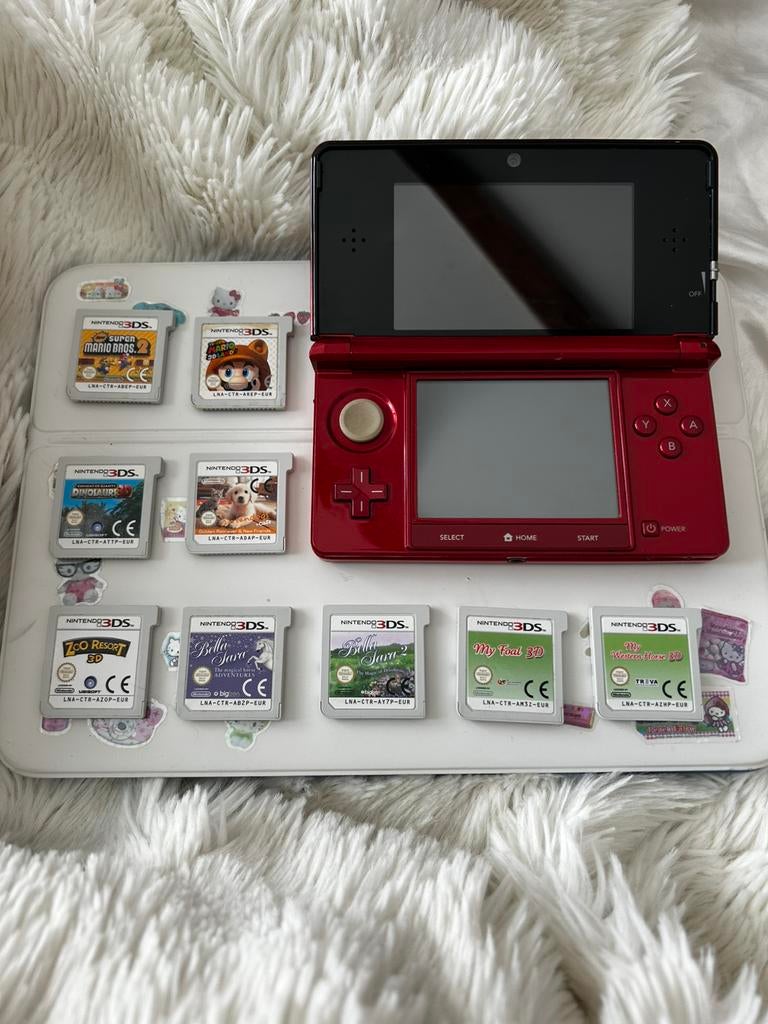 Nintendo 3DS incl spellen en lader, Met games, Ophalen of Verzenden, Rood, 3DS