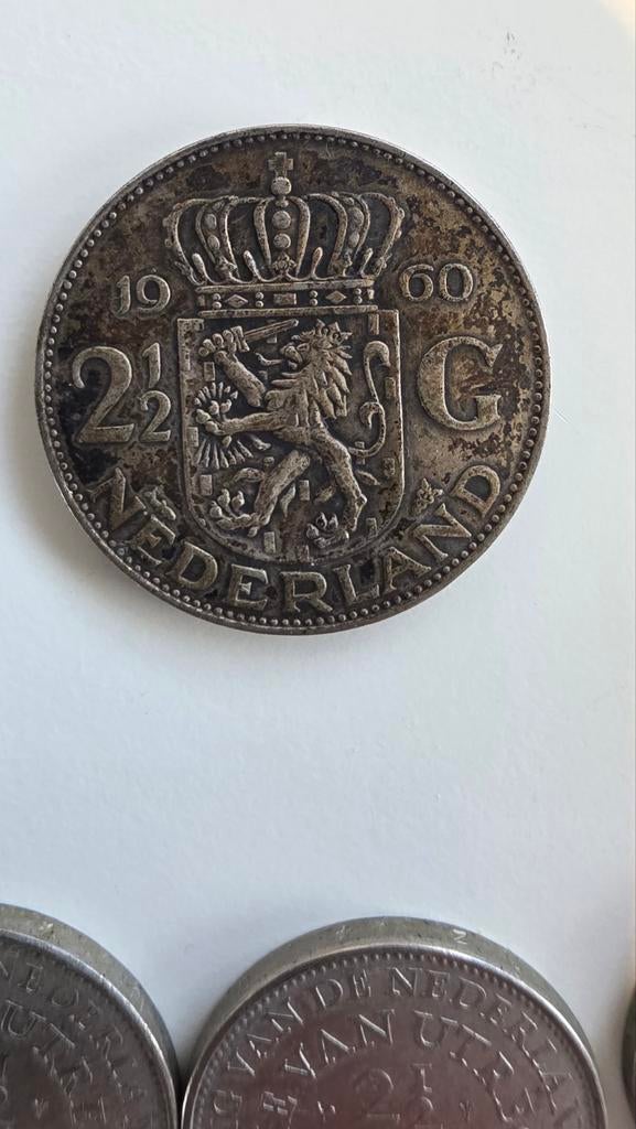 Zilveren Rijksdaalder en diverse nikkelen munten, Postzegels en Munten, Munten | Nederland, Setje, Overige waardes, Koningin Juliana