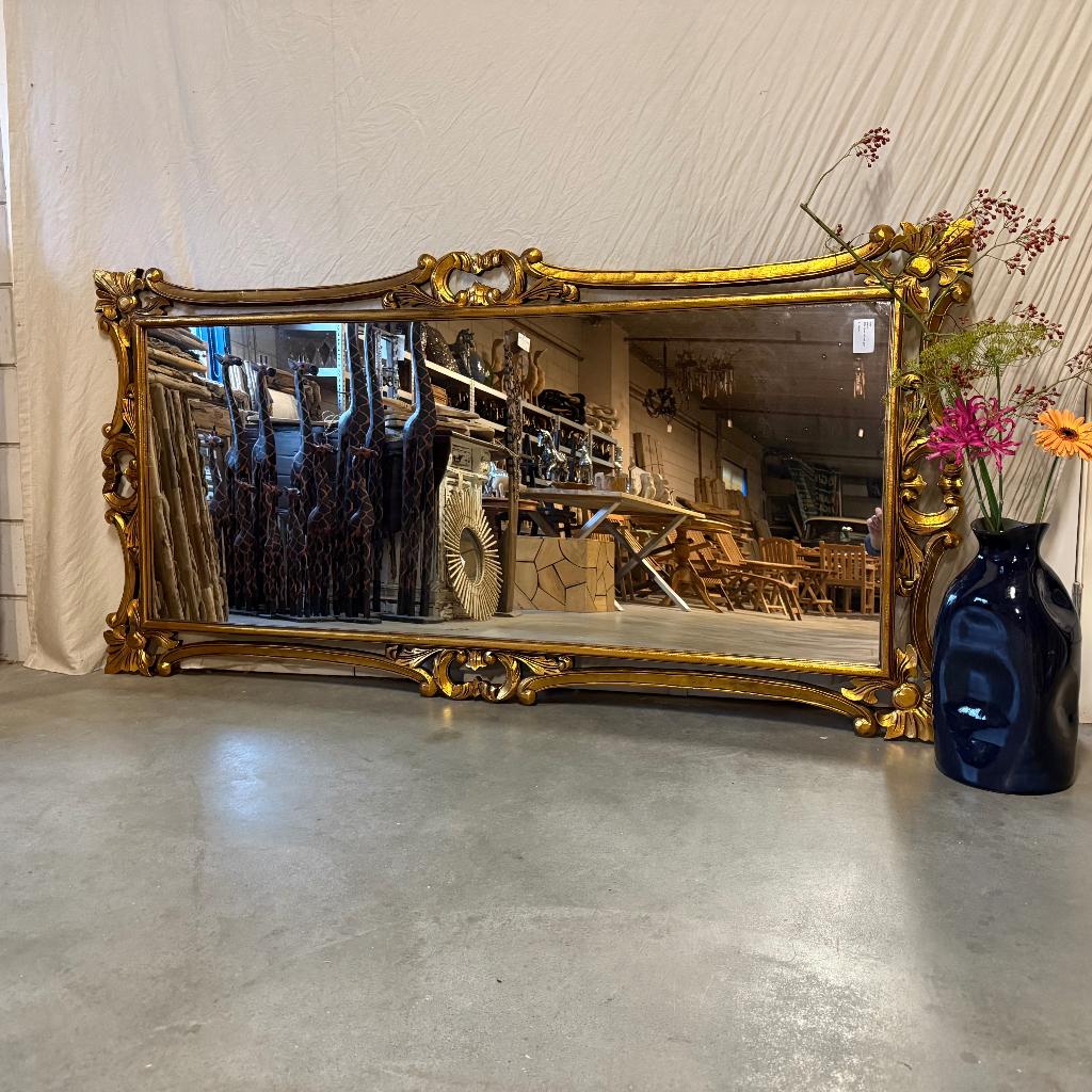 Barok Spiegel -houten lijst - Goud- 200 x 100 cm -TTM Wonen, TTM Wonen, Meubels – (Perzische) Tapijten en Woonaccessoires, 200 cm of meer