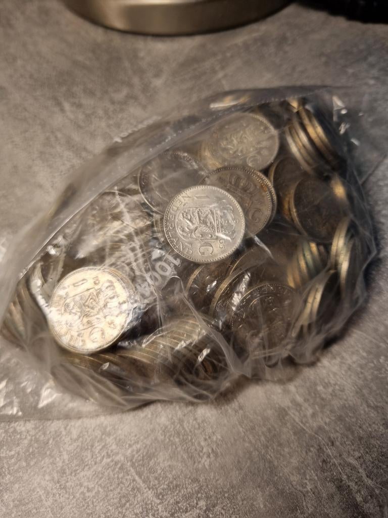 1 Kilo Netto Zilveren Guldens Juliana 1389 gram bruto, 1 gulden, Koningin Juliana, Zilver, Ophalen of Verzenden