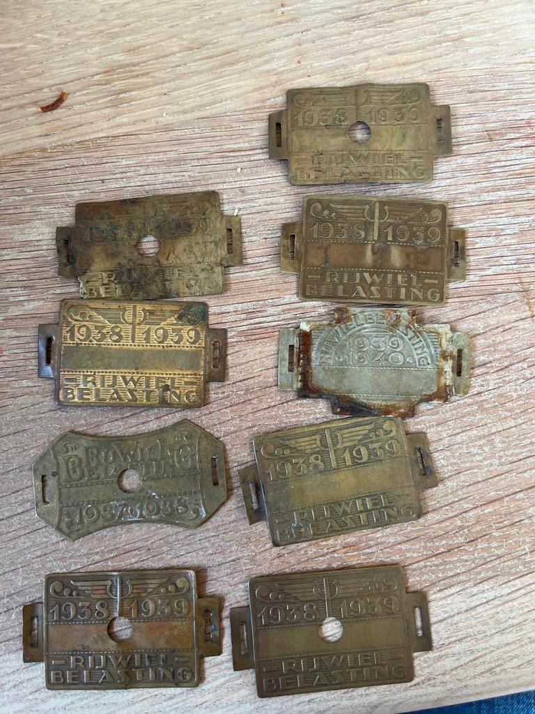 Oude Rijwielplaatjes - Fietsbelasting Jaren '30, Verzamelen, Overige Verzamelen, Ophalen of Verzenden, Gebruikt