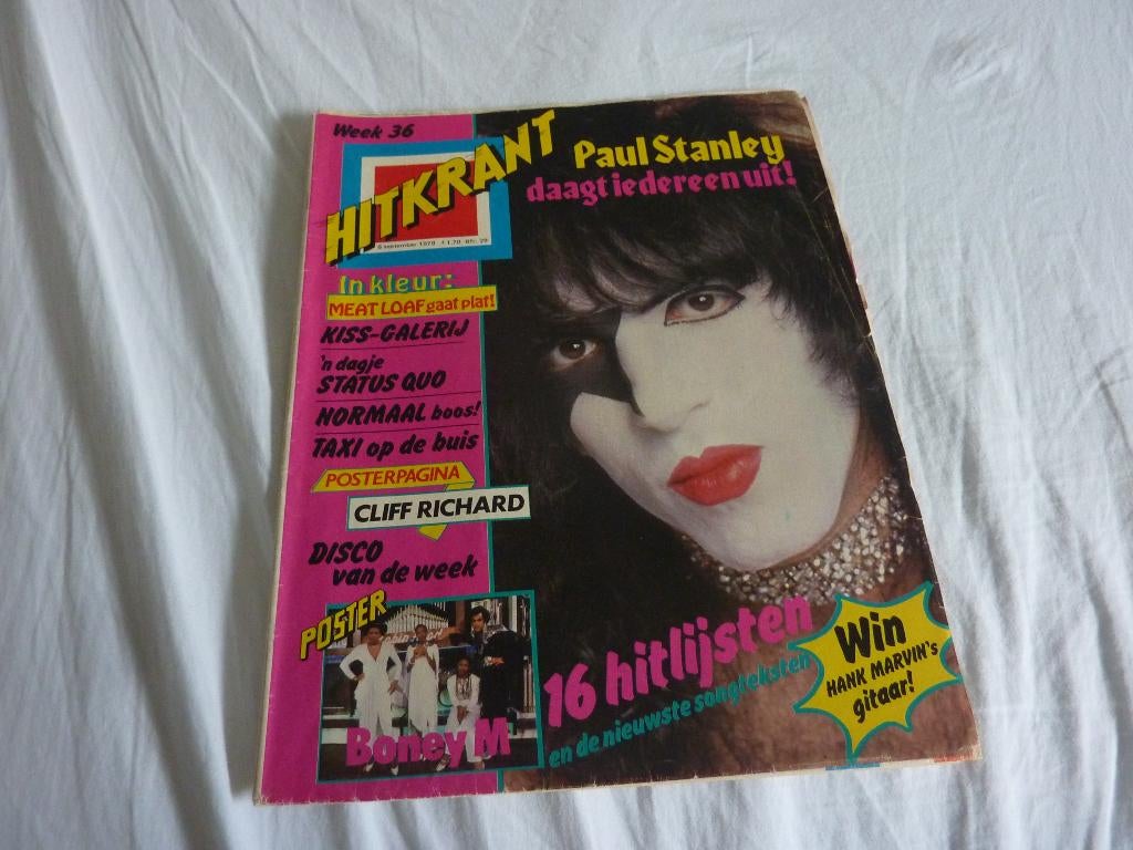 PAUL STANLEY (KISS) OP VOORKANT HITKRANT 1979-BONEY M-ABBA, Verzenden, 1980 tot heden, Tijdschrift