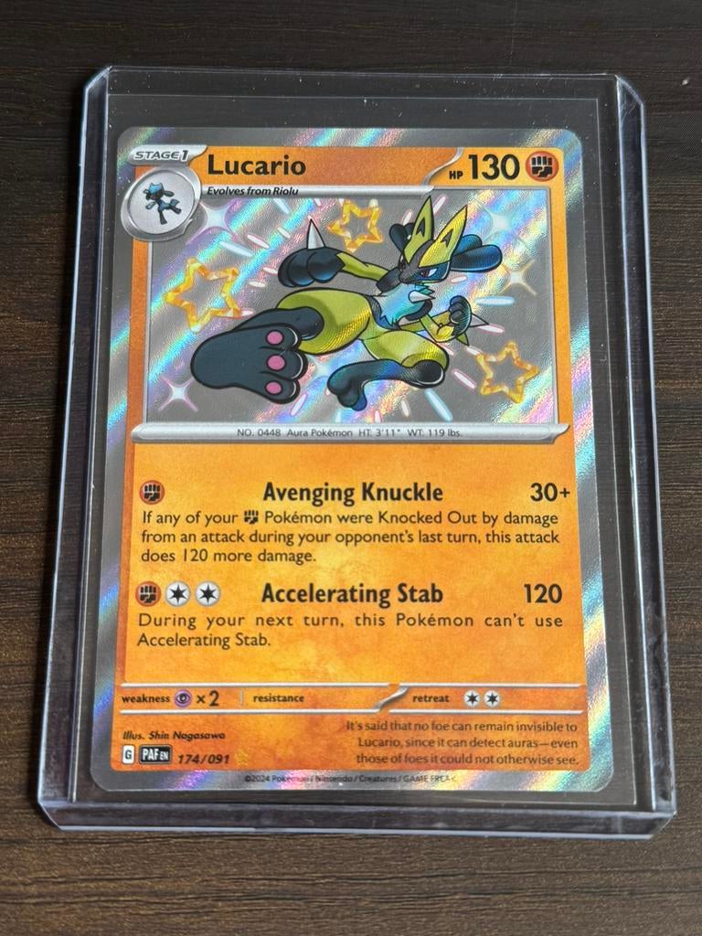 Pokemon Lucario shiny 174 Paldean Fates, Ophalen of Verzenden, Zo goed als nieuw
